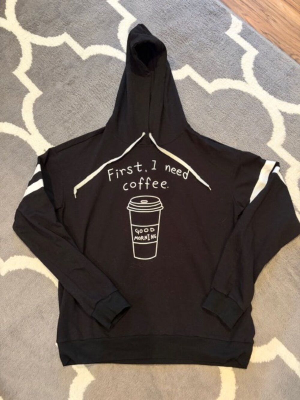 "First I Need Coffee" Black Sweatshirt